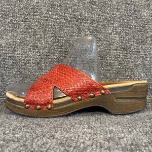 Dansko Mila Red Woven Leather Sandals Comfort Shoes Slides Womens 39 8.5